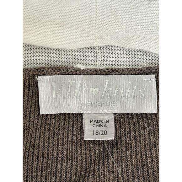 Avenue VIP Knits Open Front Long Sleeve Cardigan Sweater Women’s 18/20 Tan NWT - Picture 5 of 8